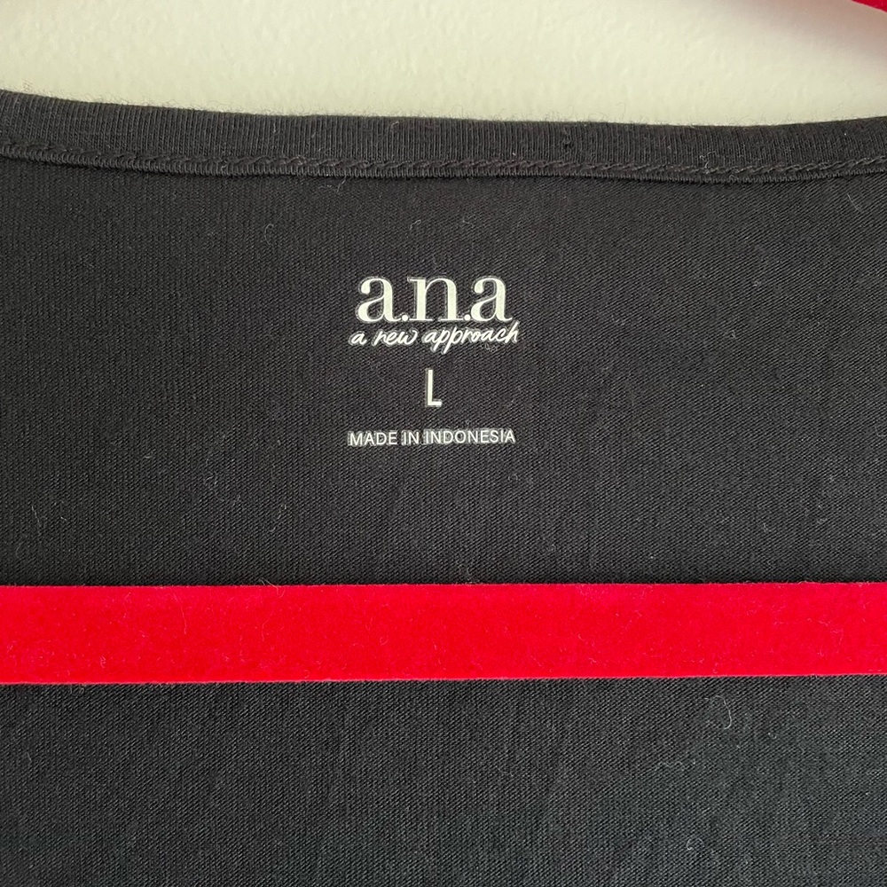 a.n.a  Black Knit  Peasant Blouse Size L - Picture 5 of 6